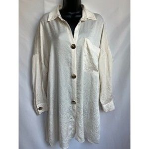 Zara Off-White Button-Down Tunic